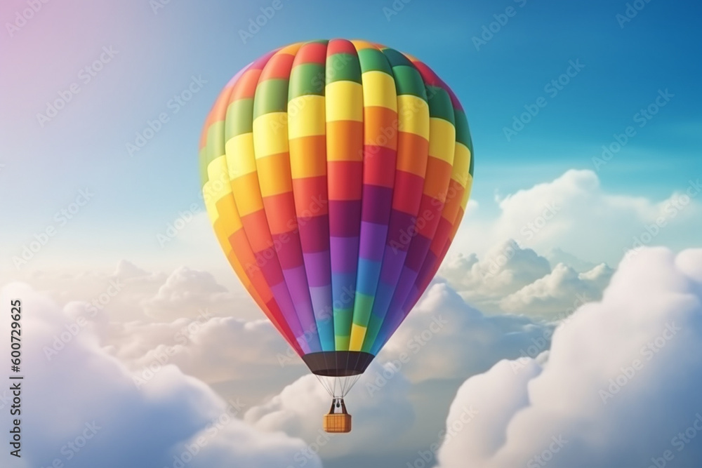 Fototapeta premium Pride flag on a hot air balloon, pride, background Generative AI