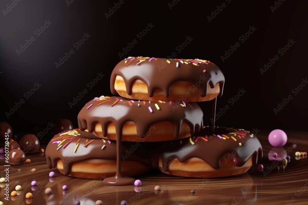 Donut with chocolate glazin, ai generative