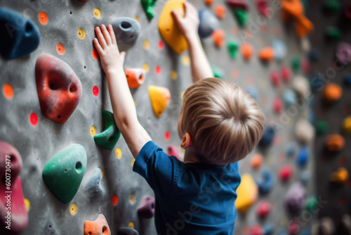 child learning to climb rocks generative ai