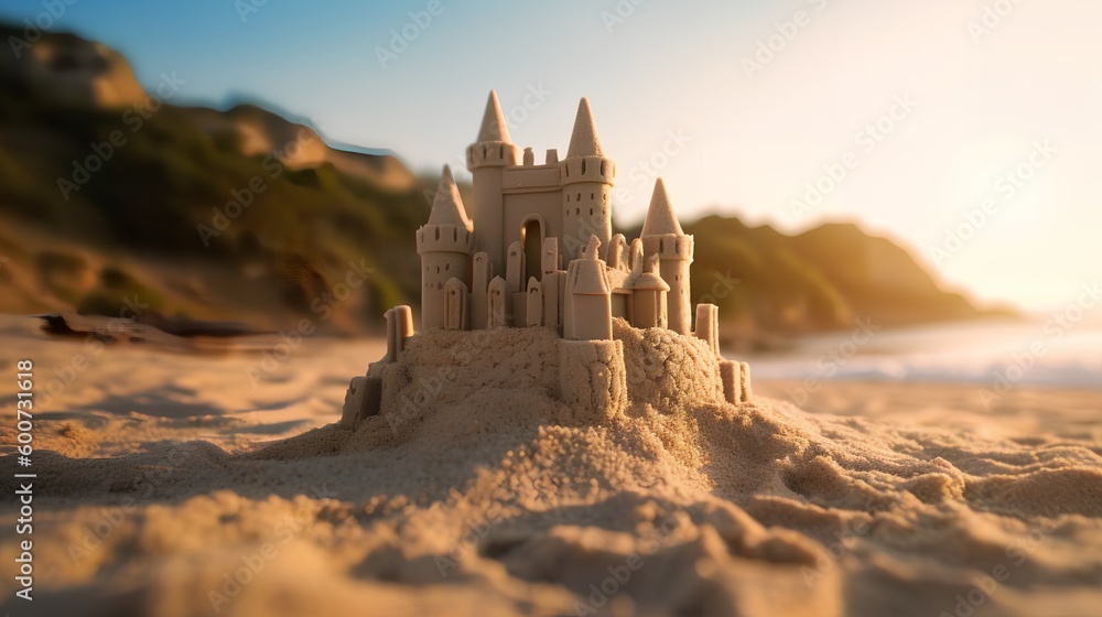 Sand Castle on the Beach, Image Ai Generated