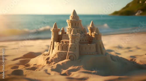 Sand Castle on the Beach, Image Ai Generated © Zemon