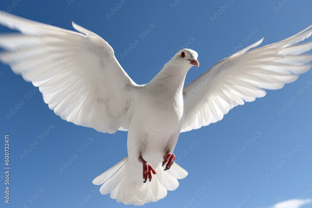 white dove flying in the blue sky generative ai white dove flying in the blue sky generative ai