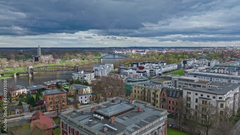 Aerial view of Magdeburg city centre , Germany Aerial view of Magdeburg city centre , Germany