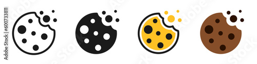 Cookies vector icons for web page. Different cookies icon set.