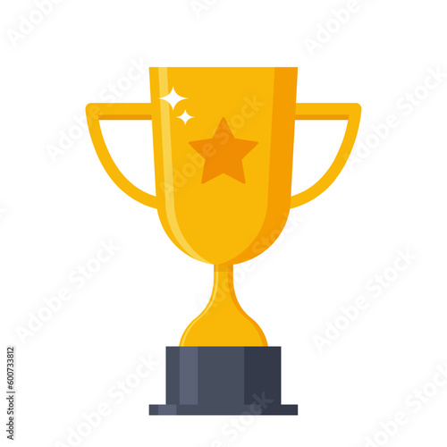 Golden cup - vector prize. Winner trophy, first place award.
