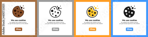 Vector cookies templates for website. Four vector cookies web page designs.