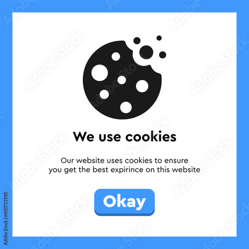Vector cookies page for website. Cookies usage information popup notification.