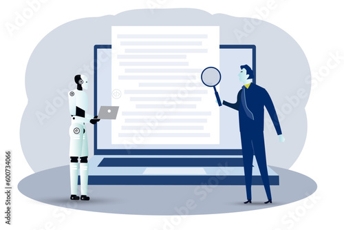 ai software testing. businessman bug fixing abstract metaphor