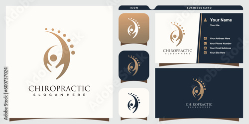 Chiropractic logo with creative concept design and business card template