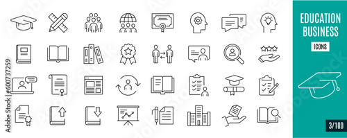 Best collection Education & business line icons. Graduation, professor, certificate,... 3/100