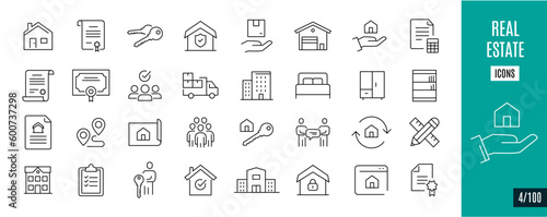 Best collection Real estate line icons. House, delivering, transactions,... 4/100