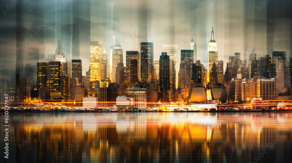 Blurred New York City cityscape. Generative AI