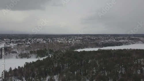 360 Drone Panorama of Frozen Lakes in Ely, Minnesota in St. Louis County photo
