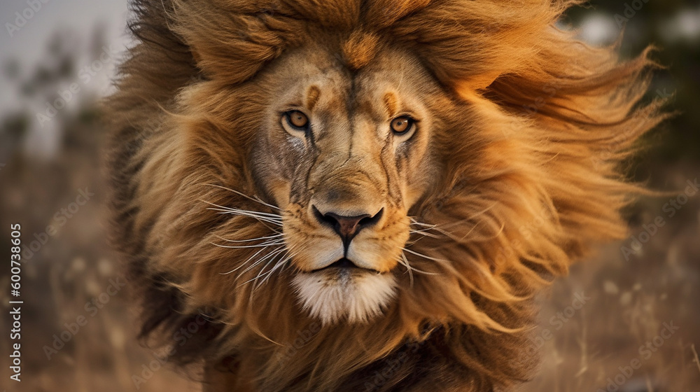 Fototapeta premium Serenity: The Peaceful Majesty of a Lion at Rest