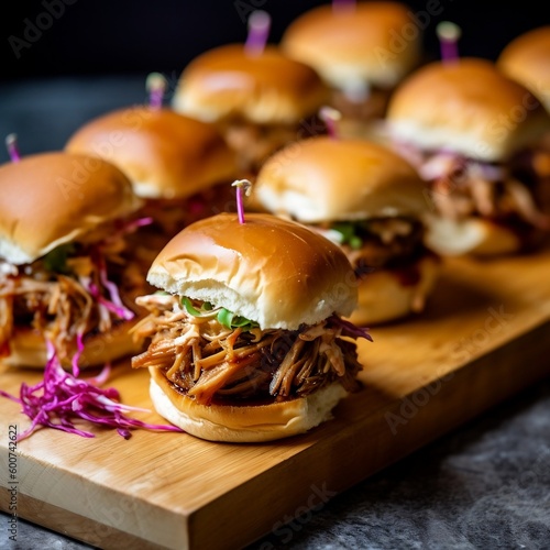 Stampa su tela Sliders with Pulled Meat. Generative AI