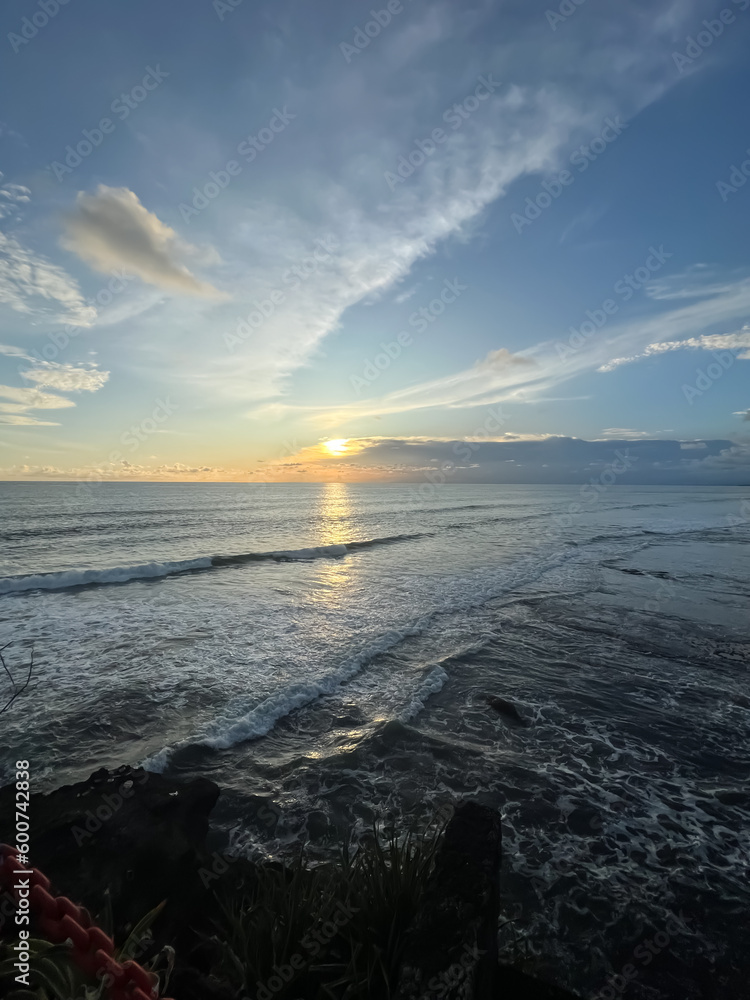 Beautiful sunset on the east coast of Bali