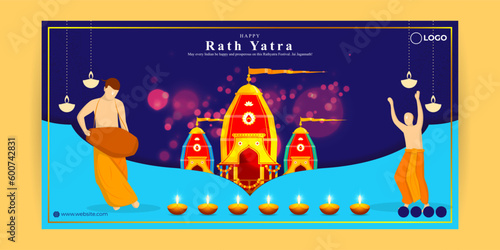 Vector illustration of Happy Rath Yatra social media story feed mockup template