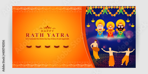Vector illustration of Happy Rath Yatra social media story feed mockup template