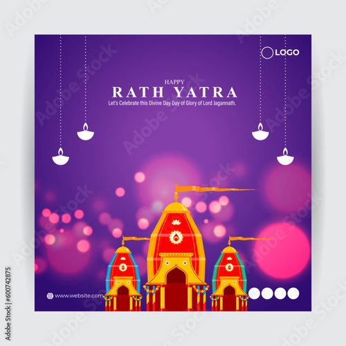 Vector illustration of Happy Rath Yatra social media story feed mockup template