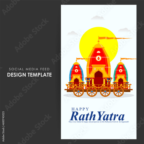 Vector illustration of Happy Rath Yatra social media story feed mockup template