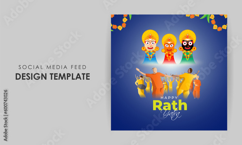 Vector illustration of Happy Rath Yatra social media story feed mockup template