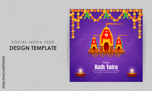 Vector illustration of Happy Rath Yatra social media story feed mockup template