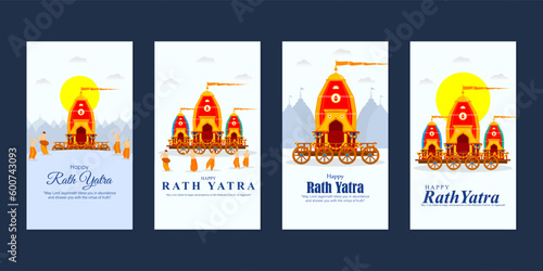 Vector illustration of Happy Rath Yatra social media story feed set mockup template