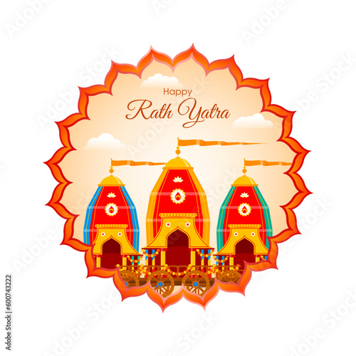 Vector illustration of Happy Rath Yatra social media story feed mockup template