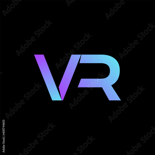 Monogram VR logo virtual reality technology, letter V and R symbol 