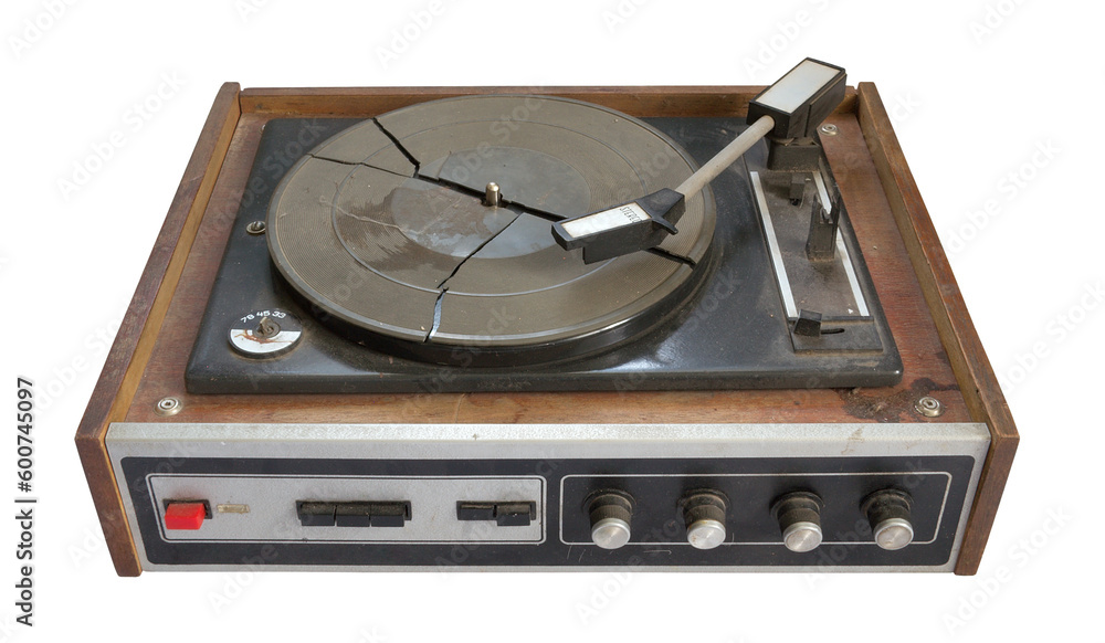 Fototapeta premium old record-player isolated on white background