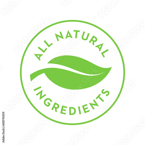 100% ingredients of natural origin vector logo icon badge concept