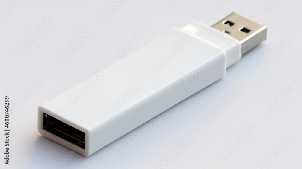 Flash drive isolated on white background. Generative AI Flash drive isolated on white background. Generative AI