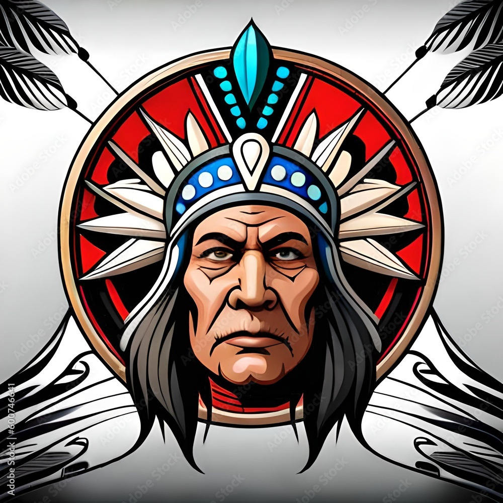 Indigenous Peoples Day. Face Art Illustration, Artificial intelligence. Indigenous Peoples Day. Face Art Illustration, Artificial intelligence.