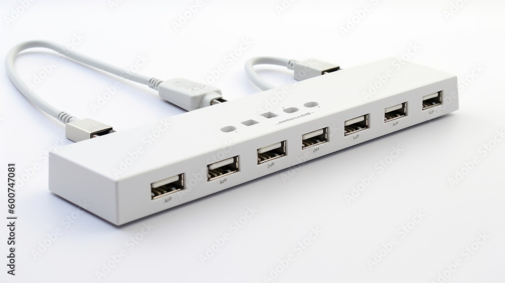 USB hub isolated on white background. Generative AI USB hub isolated on white background. Generative AI