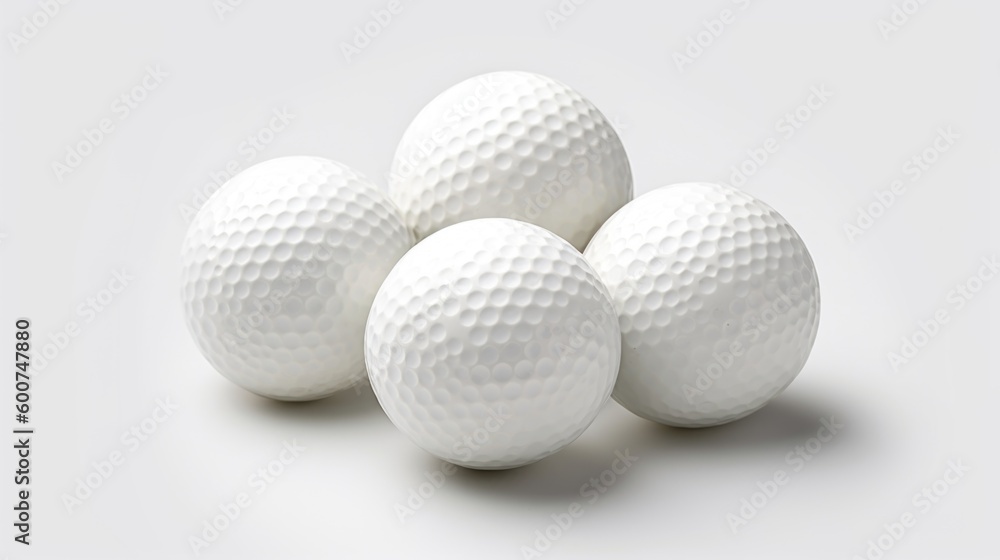 Golf balls isolated on white background. Generative AI Golf balls isolated on white background. Generative AI