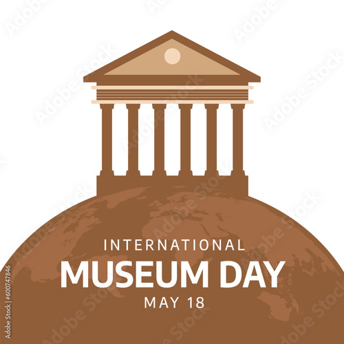 international museum day design template for celebration. international museum day vector design. museum vector design. internation design. musem building vector design with hand. photo