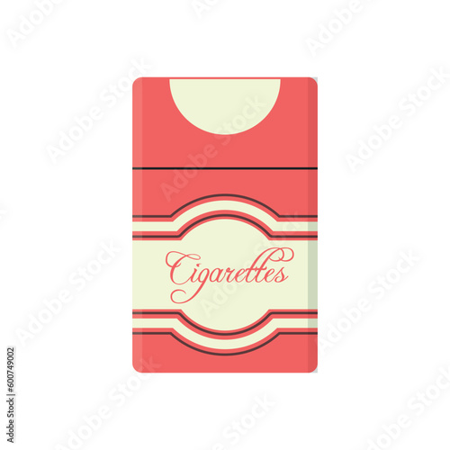 Closed pack of cigarettes. Red cigarettes pack. Cigarettes pack vector illustration. Vintage cigarettes pack. Flat design