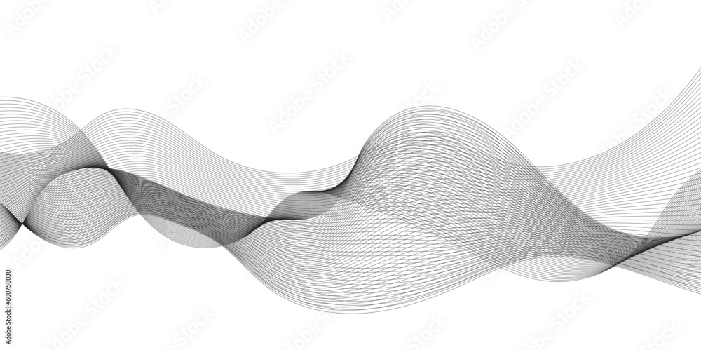 Abstract grey smooth element swoosh speed wave modern stream background. Abstract wave line for banner, wallpaper background with wave design. Abstract business wave curve lines background. - obrazy, fototapety, plakaty 
