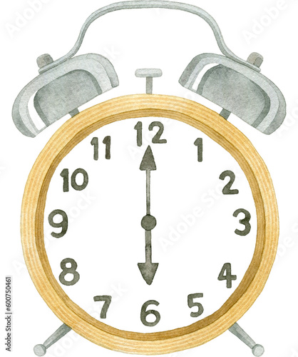 木製の目覚まし時計のイラスト