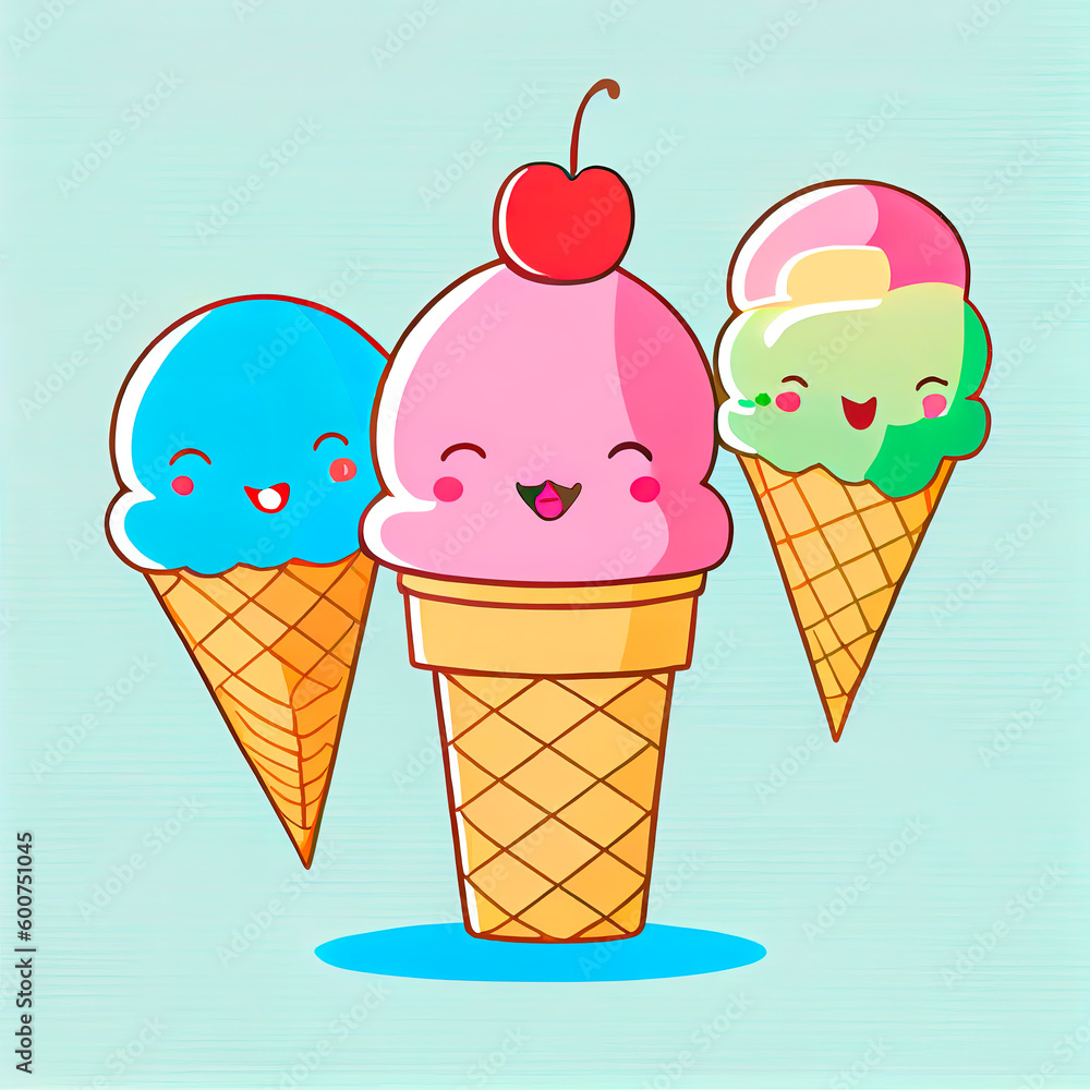 bvcbnm Kawaii fast food cute icecreams illustration bvcbnm Kawaii fast food cute icecreams illustration