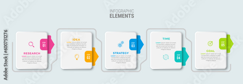 Business infographic template design icons 5 options or steps