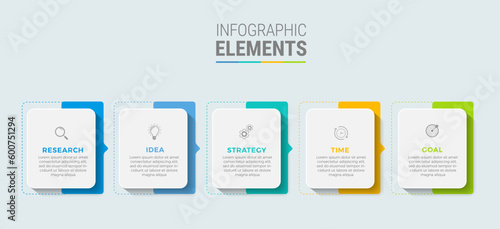 Business infographic template design icons 5 options or steps