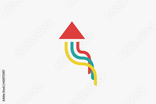 Illustration vector graphic of colorful arrow up move. Good for symbol or logo