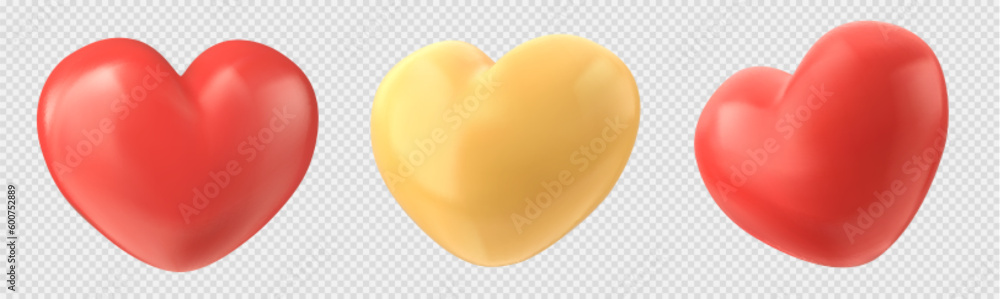 3d heart shape vector icon for Valentine day on transparent background ...