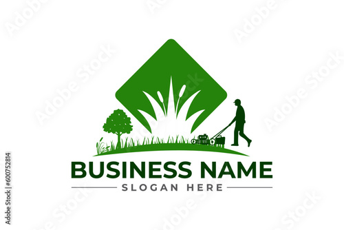 lawn care, grass trimming, landscape, grass, agriculture concept logo design	