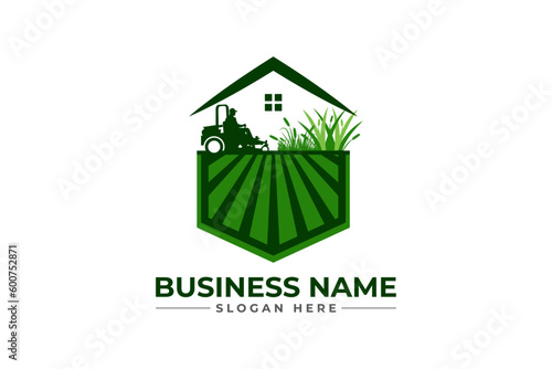 lawn care, grass trimming, landscape, grass, agriculture concept logo design	 photo