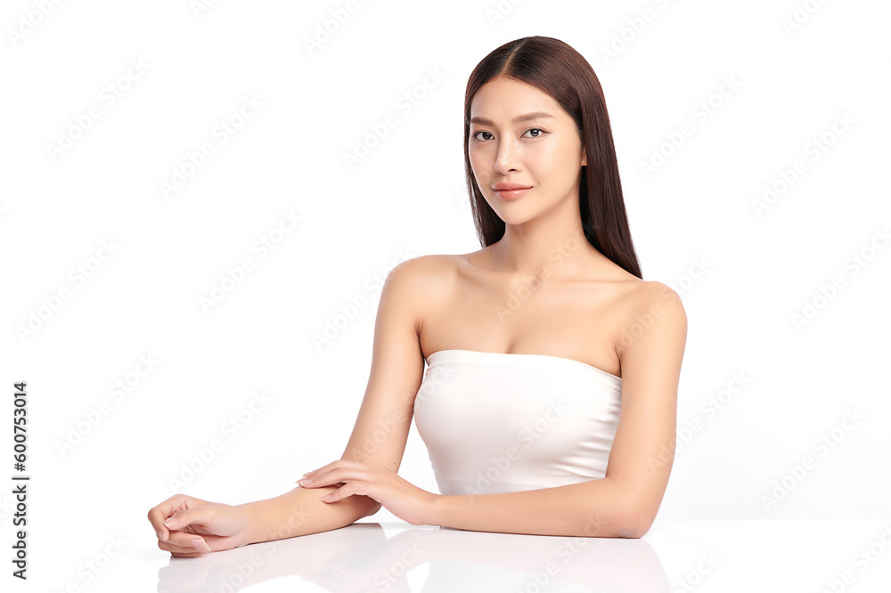 Beautiful young asian woman with clean fresh skin on white background, Face care, Facial treatment, Cosmetology, beauty and spa, Asian women portrait. Beautiful young asian woman with clean fresh skin on white background, Face care, Facial treatment, Cosmetology, beauty and spa, Asian women portrait.