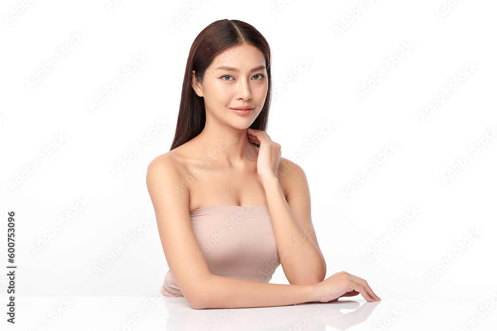 Beautiful young asian woman with clean fresh skin on white background, Face care, Facial treatment, Cosmetology, beauty and spa, Asian women portrait. Beautiful young asian woman with clean fresh skin on white background, Face care, Facial treatment, Cosmetology, beauty and spa, Asian women portrait.