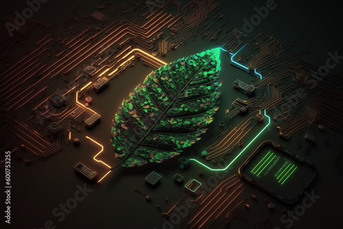Future Green Computing Sustainability Cybersecurity leaf technology coding pc