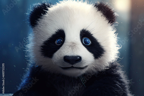 cute panda close up cartoon made with generative ai